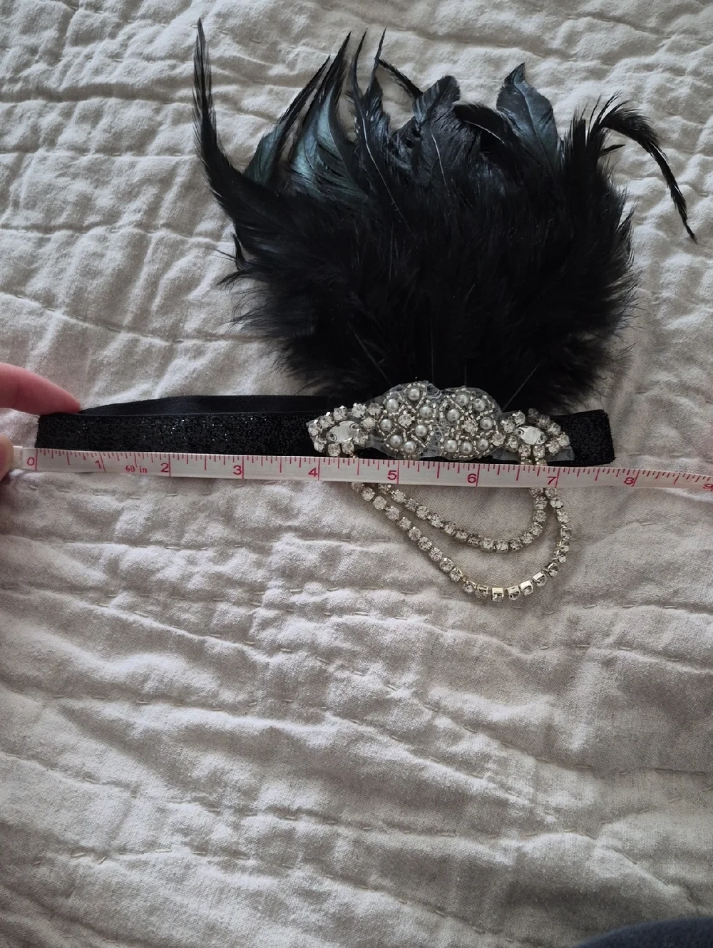 Black Feather Crystal Flapper Headband